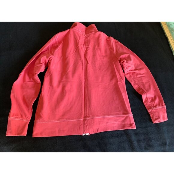 Merona Red Full-Zip Sweatshirt Size Large with Contrast Stitching & Eyelet Detai - Picture 6 of 8
